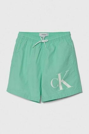 Otroške kopalne kratke hlače Calvin Klein Jeans zelena barva - zelena. Otroški kopalne kratke hlače iz kolekcije Calvin Klein Jeans. Model izdelan iz hitro sušeče se tkanine.