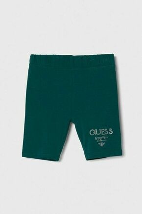 Otroške kratke hlače Guess zelena barva - zelena. Otroški kratke hlače iz kolekcije Guess. Model izdelan iz pletenine. Model iz izjemno udobne tkanine z visoko vsebnostjo bombaža.
