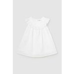 Otroška bombažna obleka Mayoral bela barva - bela. Za dojenčke obleka iz kolekcije Mayoral. Model izdelan iz enobarvne tkanine. Model iz izjemno udobne bombažne tkanine.