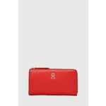Denarnica Tommy Hilfiger ženski, rdeča barva - rdeča. Velika denarnica iz kolekcije Tommy Hilfiger. Model izdelan iz ekološkega usnja.