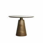 Okrogla jedilna miza z mizno ploščo v marmornem dekorju v bronasti in naravni barvi ø 100 cm Rianne – Light &amp; Living