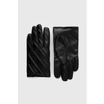 Rokavice Sisley ženski, črna barva - črna. Rokavice iz kolekcije Sisley. Model izdelan iz imitacije usnja.