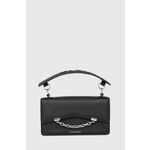 Usnjena torbica Karl Lagerfeld črna barva, 245W3028 - črna. Majhna torbica iz kolekcije Karl Lagerfeld. Model na zapenjanje, izdelan iz naravnega usnja.