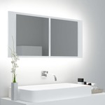 shumee LED kopalniška omarica z ogledalom bela 100x12x45 cm
