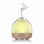 ENTAC Vlažilec zraka z aromaterapijo z lesenim dekorjem, RGB Mood Light, 400ml, 8W