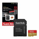 SanDisk Extreme Plus micro SDXC spominska kartica, 64 GB + SD adapter