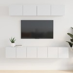 Vidaxl Komplet TV omaric 5-delni visok sijaj bel inženirski les