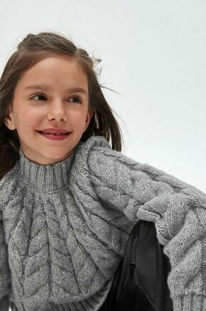 Otroški pulover Mayoral siva barva - siva. Otroške Pulover iz kolekcije Mayoral. Model izdelan iz enobarvne pletenine. Model iz tkanine