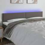 Vidaxl LED posteljno vzglavje sivo 200x5x78/88 cm umetno usnje