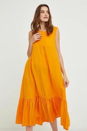 Obleka Answear Lab oranžna barva - oranžna. Casual obleka iz kolekcije Answear Lab. Model izdelan iz enobarvne tkanine. Model iz izjemno udobne in zračne tkanine je idealen za toplejše letne čase.