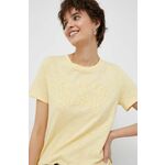 Bombažna kratka majica GAP rumena barva - rumena. Kratka majica iz kolekcije GAP. Model izdelan iz pletenine z nalepko. Izjemno udoben material, izdelan iz naravnih vlaken.