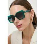 Sončna očala Guess ženski, zelena barva - zelena. Sončna očala iz kolekcije Guess. Model s toniranimi stekli in okvirji iz plastike. Ima filter UV 400.
