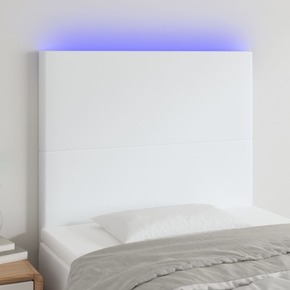 Vidaxl LED posteljno vzglavje belo 100x5x118/128 cm umetno usnje