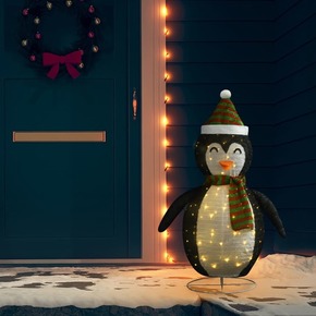 VidaXL Okrasna figura pingvin LED razkošno blago 120 cm