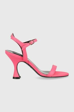 Usnjeni sandali Patrizia Pepe roza barva