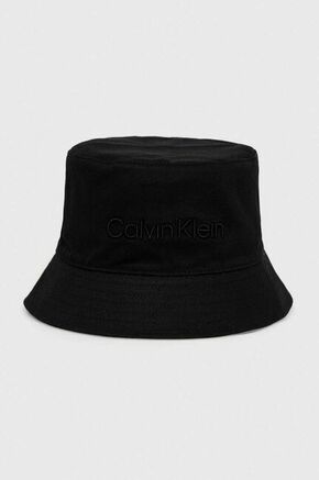 Dvostranski bombažen klobuk Calvin Klein črna barva - črna. Klobuk iz kolekcije Calvin Klein. Model z ozkim robom