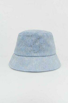 Jeans klobuk Karl Lagerfeld - modra. Klobuk iz kolekcije Karl Lagerfeld. Model z ozkim robom