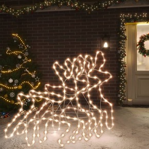 VidaXL Božični severni jeleni LED 3 kosi toplo beli 57x55x4