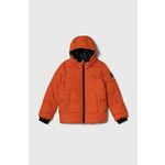 Otroška jakna BOSS oranžna barva - oranžna. Otroški jakna iz kolekcije BOSS. Podložen model, izdelan iz prešitega materiala. Model z dvignjenim ovratnikom zagotavlja dodatno zaščito pred mrazom.