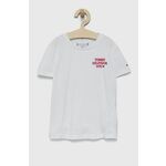 Otroška kratka majica Tommy Hilfiger bela barva - bela. Otroški kratka majica iz kolekcije Tommy Hilfiger. Model izdelan iz pletenine s potiskom.