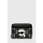 Denarnica Karl Lagerfeld ženska, črna barva, 245W3223 - črna. Srednje velika denarnica iz kolekcije Karl Lagerfeld. Model izdelan iz ekološkega usnja.