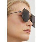 Sončna očala Alexander McQueen ženski, siva barva - siva. Sončna očala iz kolekcije Alexander McQueen. Model s enobarvnimi stekli in okvirji iz kovine. Ima filter UV 400.