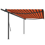 Vidaxl Avtomatsko zložljiva tenda s stebrički 5x3,5 m oranžna in rjava