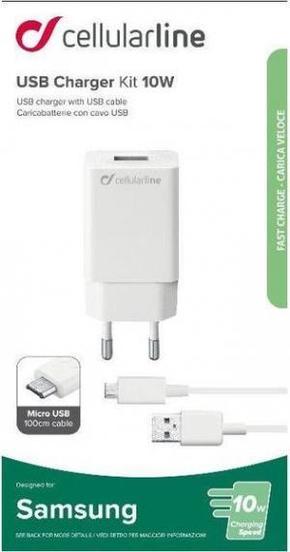 CellularLine USB polnilec z MicroUSB kablom