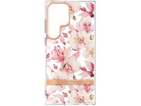 Chameleon Samsung Galaxy S23 Ultra - Gumiran ovitek (TPUP) - Flowers - roza