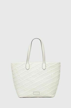 Torbica Karl Lagerfeld bela barva - bela. Velika torbica iz kolekcije Karl Lagerfeld. Model na zapenjanje
