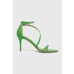 Usnjeni sandali Custommade Amy Patent zelena barva, 000200098 - zelena. Sandali iz kolekcije Custommade. Model izdelan iz lakiranega usnja. Model z mehkim, oblikovanim vložkom zagotavlja udobje.