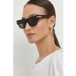 Sončna očala Bottega Veneta ženski, črna barva - črna. Sončna očala iz kolekcije Bottega Veneta. Model z enobarvnimi stekli in okvirji iz plastike. Ima filter UV 400.