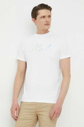 Bombažna kratka majica Karl Lagerfeld bela barva - bela. Lahkotna kratka majica iz kolekcije Karl Lagerfeld