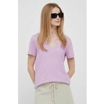 Bombažna kratka majica GAP vijolična barva - vijolična. Lahkotna kratka majica iz kolekcije GAP, izdelana iz pletenine, prijetne na optip. Model iz izjemno udobne bombažne tkanine.