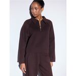 Pulover z ovratnikom temno rjava SS 2026