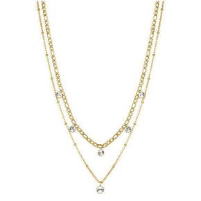 Brosway Pozlačena dvojna ogrlica s kristali Symphonia BYM82