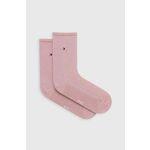 Nogavice Tommy Hilfiger ženski, roza barva - roza. Visoke nogavice iz kolekcije Tommy Hilfiger. Model izdelan iz elastičnega, vzorčastega materiala. Učinkovit material s kovinsko nitjo.
