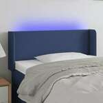 Vidaxl LED posteljno vzglavje modro 103x16x78/88 cm blago