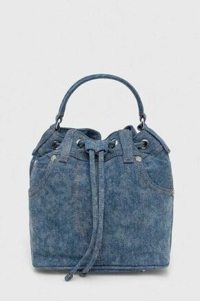 Torbica Moschino Jeans - modra. Majhna torbica iz kolekcije Moschino Jeans. Model brez zapenjanja
