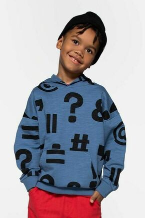 Otroški bombažen pulover Coccodrillo s kapuco - modra. Otroški pulover s kapuco iz kolekcije Coccodrillo. Model izdelan iz vzorčaste pletenine.
