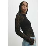 Majica Answear Lab ženska, črna barva - črna. Bluza iz kolekcije Answear Lab, izdelana iz čipkastega materiala. Model iz raztegljivega materiala, ki se prilega obliki.