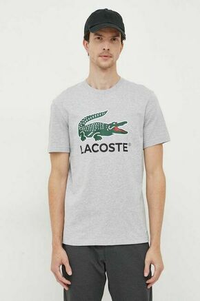Bombažna kratka majica Lacoste siva barva - siva. Kratka majica iz kolekcije Lacoste