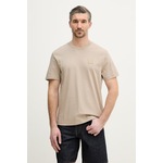 Bombažna kratka majica Joop! - rjava. Kratka majica iz kolekcije Joop!, izdelana iz tanke, rahlo elastične pletenine. Model iz izjemno udobne bombažne tkanine.