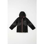 Otroška jakna Columbia črna barva - črna. Otroški jakna iz kolekcije Columbia. Podložen model, izdelan iz vzorčaste tkanine. Vgrajena kapuca poveča zaščito pred mrazom in vetrom.