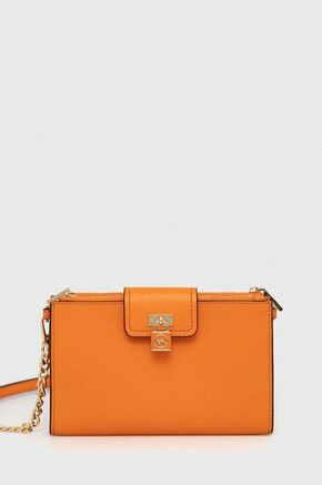 Usnjena torbica MICHAEL Michael Kors oranžna barva - oranžna. Majhna torbica iz kolekcije MICHAEL Michael Kors. na zapenjanje model