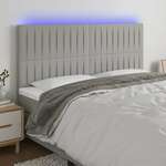 Greatstore LED posteljno vzglavje svetlo sivo 180x5x118/128 cm blago