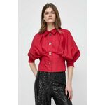 Bombažna srajca Karl Lagerfeld ženska, rdeča barva - rdeča. Srajca iz kolekcije Karl Lagerfeld, izdelana iz enobarvne tkanine. Model iz izjemno udobne bombažne tkanine.