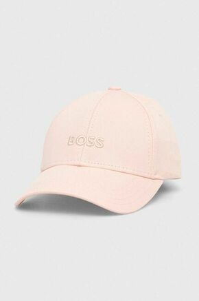 Bombažna bejzbolska kapa BOSS roza barva - roza. Kapa s šiltom vrste baseball iz kolekcije BOSS. Model izdelan iz bombažnega materiala.