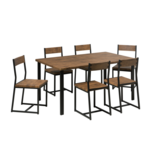 Beliani Garnitura jedilnega pohištva šest stolov in miza rjave barve LAREDO
