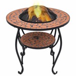 Ognjišče z mizico terakota mozaik 68 cm keramika